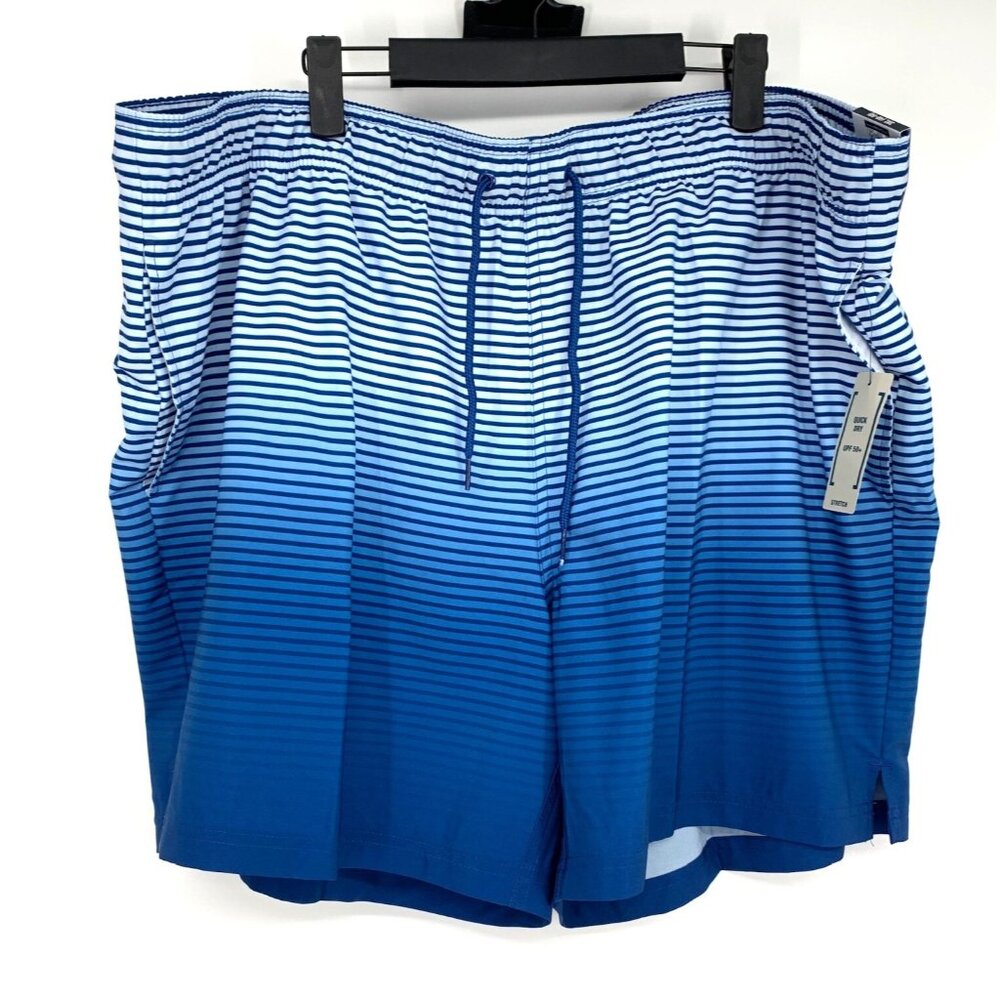 George Swim Trunks Blue Stripe Novelty Lined Above The Knee UPF 50